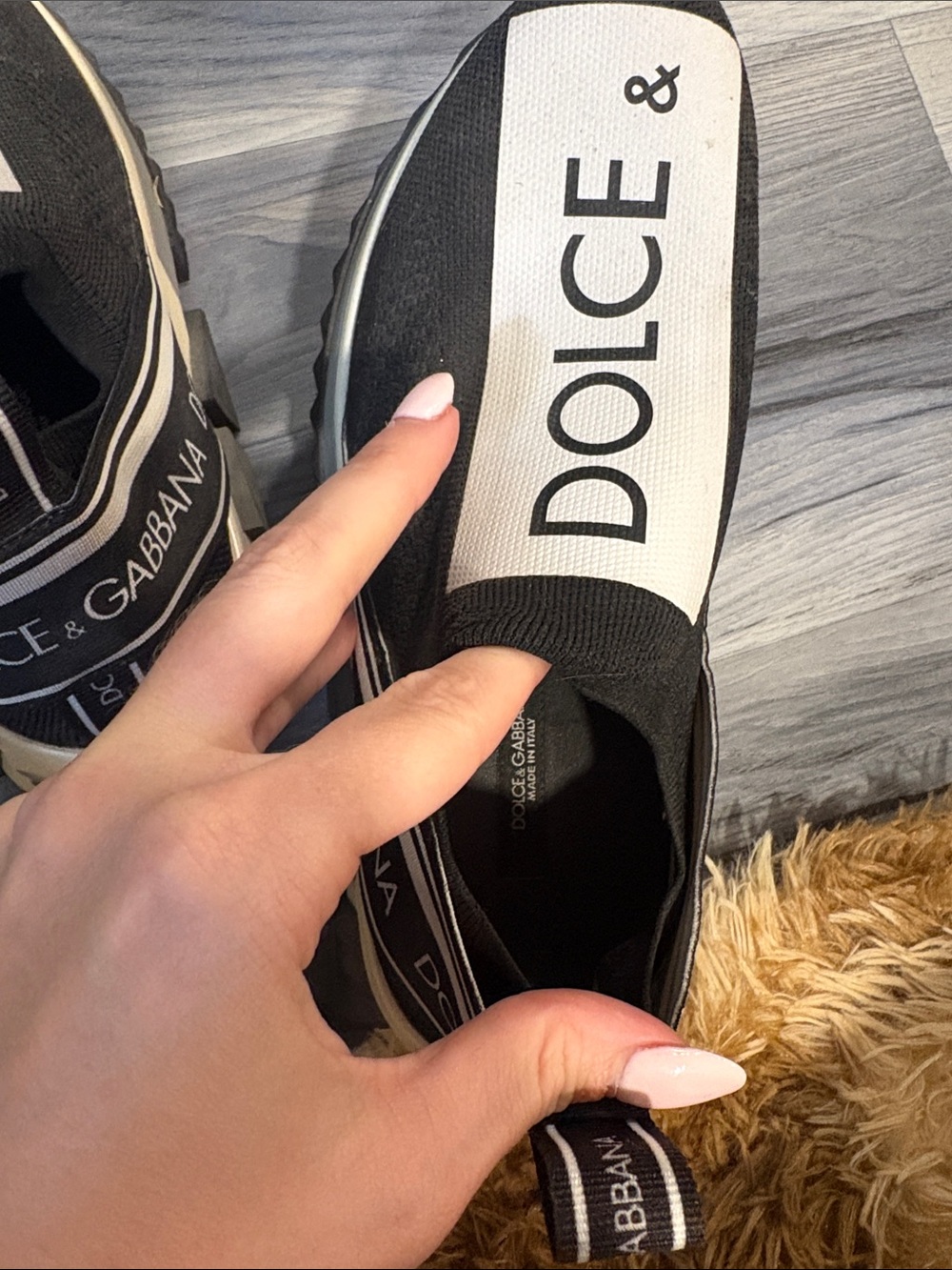 Dolce & Gabbana Black and White Logo Slip-On Sneakers - Picture 5 of 5
